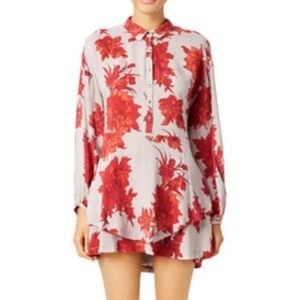 Free People Shake It Relaxed Fit Tunic Style Mini Dress Sand Combo Sz xs